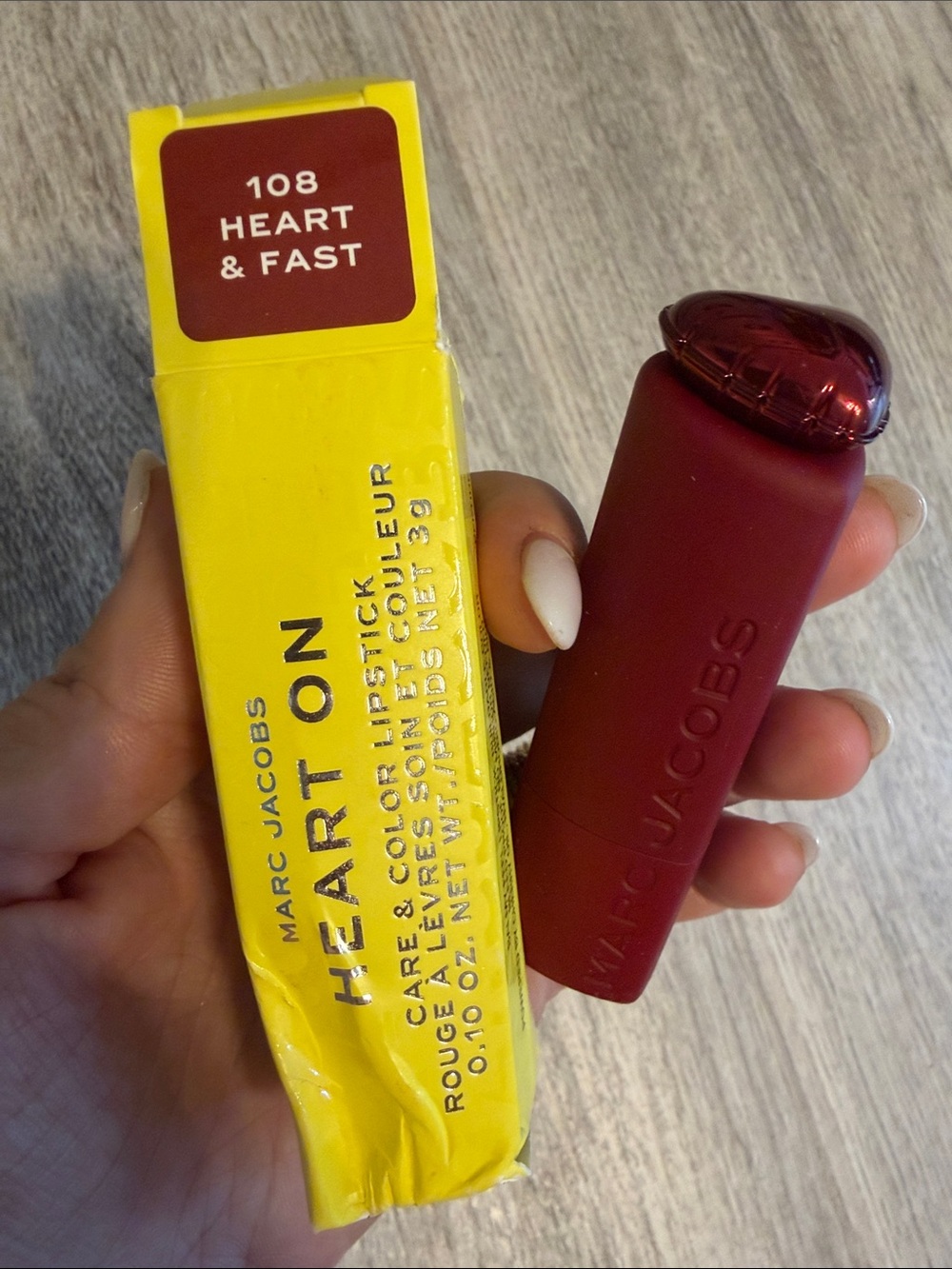 Marc Jacobs Heart On Lipstick in 108 Heart & Fast - buildable balm $34 retail